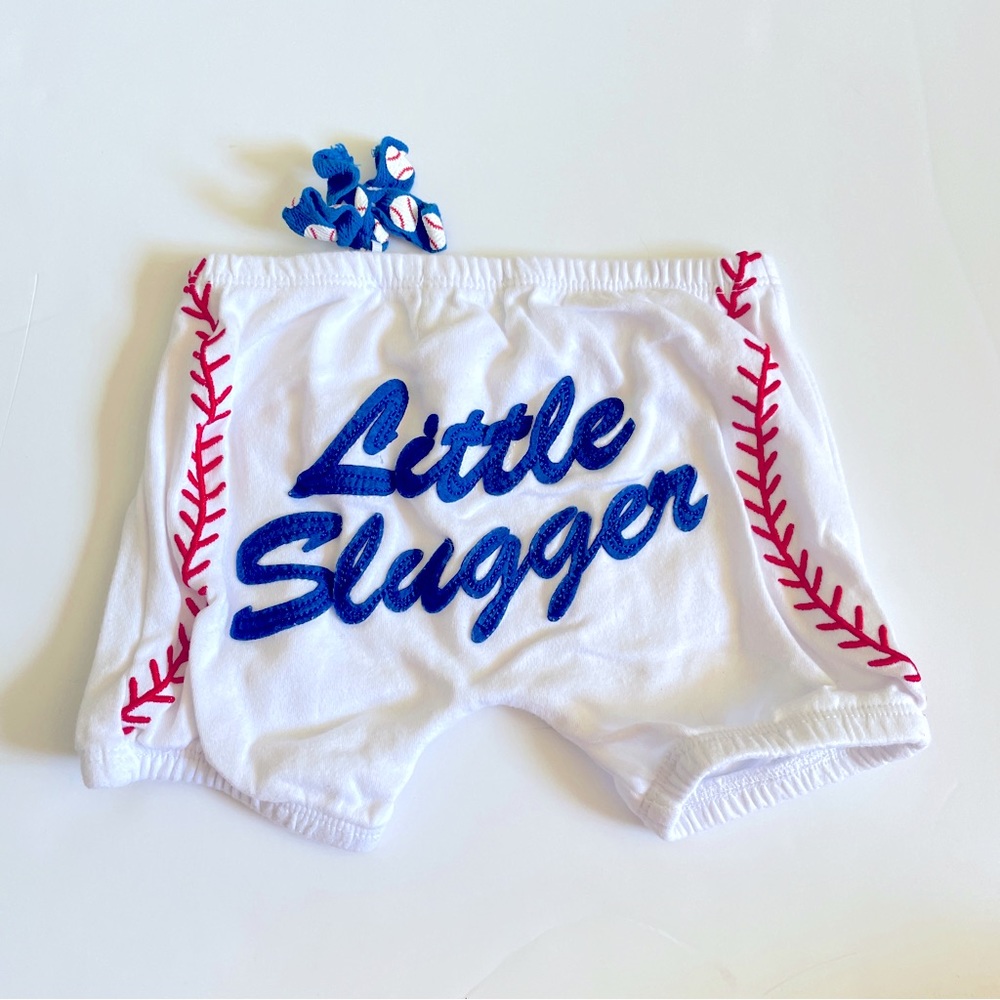 Mud Pie Baseball Shorts And Hair tie
